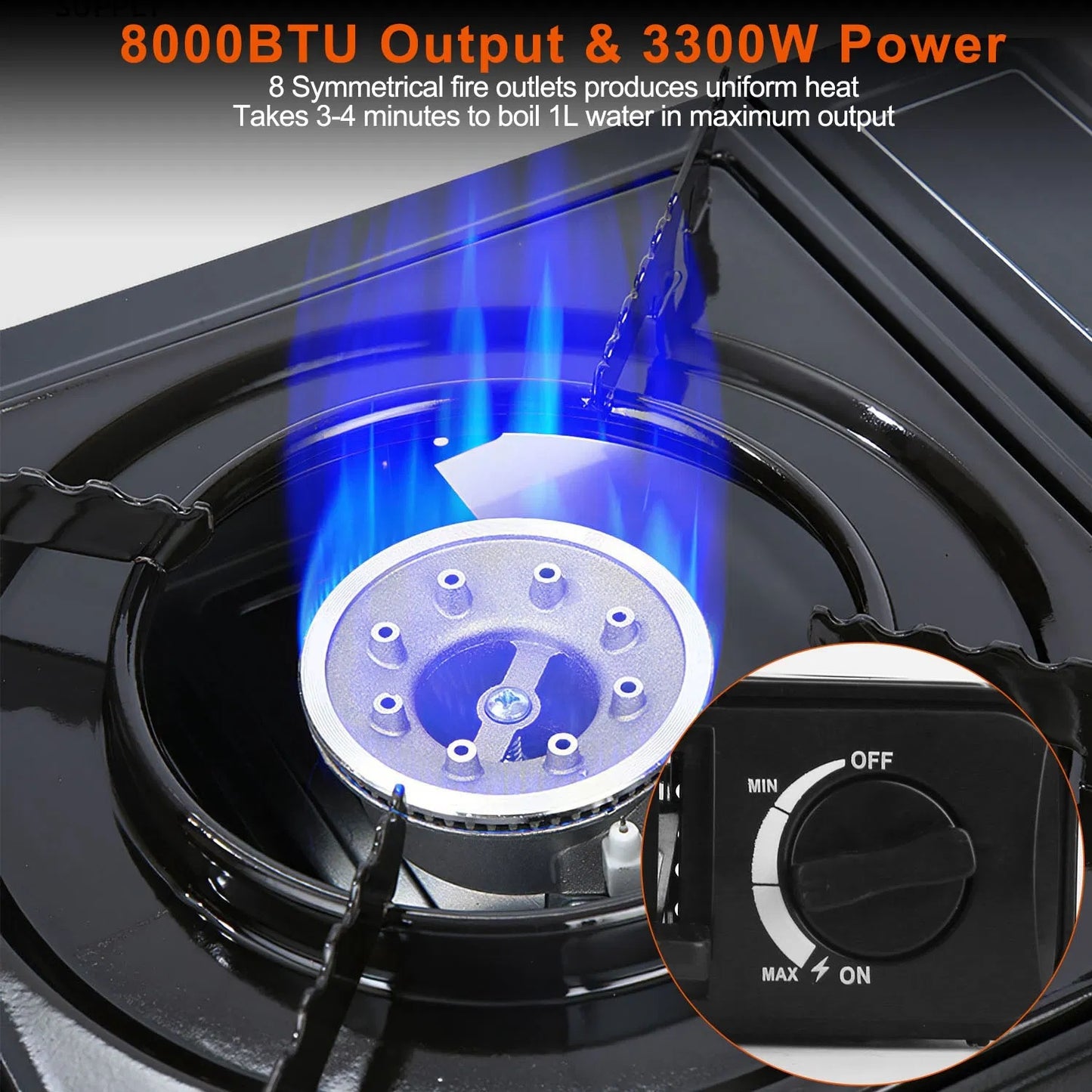 3300W Portable Camping Stove Butane Canister Dual Fuel Burner Piezo Electric Ignition Single Burner With Automatic Tank Ejection Overpressure Cut Off Carry Case For Camping Hiking Picnic Fishing