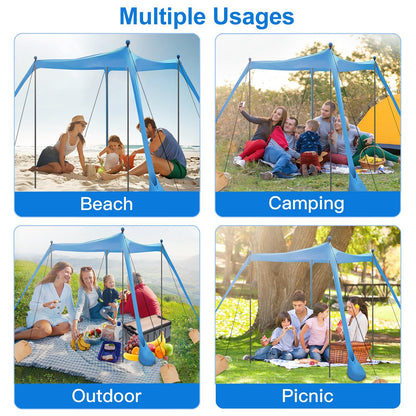 1Pc 5-8 Person Beach Tent Sun Shelter Canopy 10x10x6.6ft With Sandbag Foldable Poles Carry Bag UPF50 For Camping Trip Fishing Picnic Fedex Shipping