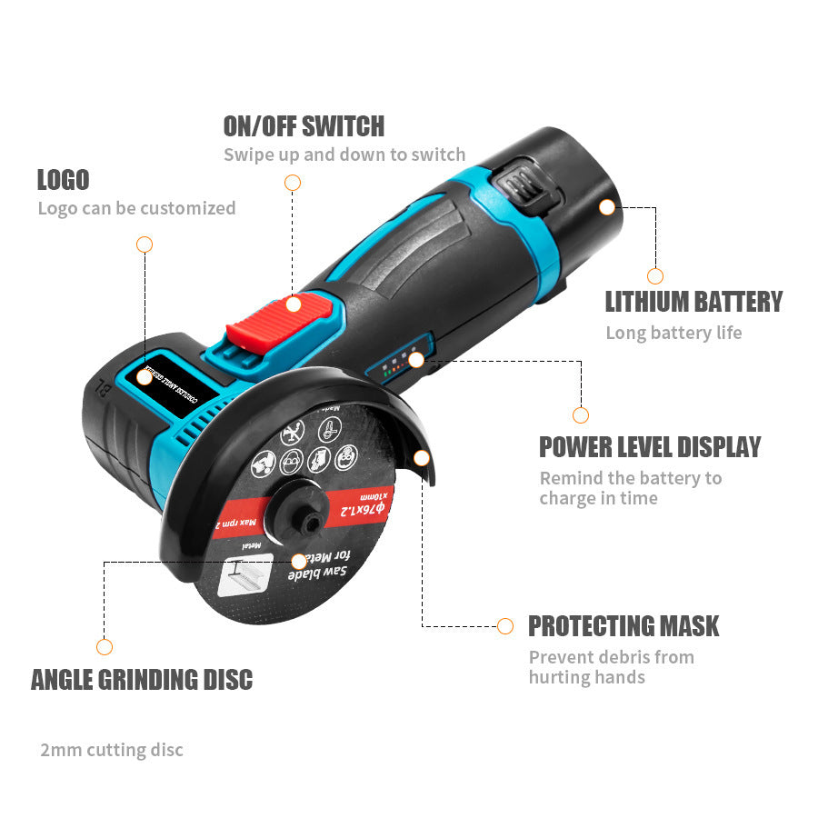 Brushless Rechargeable Mini Lithium-ion Angle Grinder