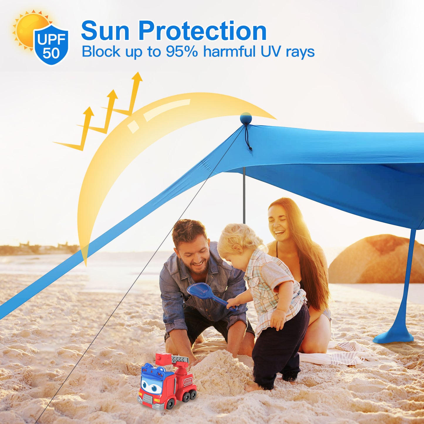 1Pc 5-8 Person Beach Tent Sun Shelter Canopy 10x10x6.6ft With Sandbag Foldable Poles Carry Bag UPF50 For Camping Trip Fishing Picnic Fedex Shipping