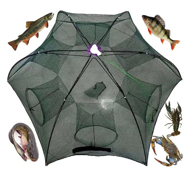 Fishing Bait Trap Crab Net Crawdad Shrimp Cast Dip Cage Fish Minnow Foldable NEW