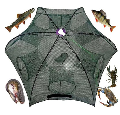 Fishing Bait Trap Crab Net Crawdad Shrimp Cast Dip Cage Fish Minnow Foldable NEW
