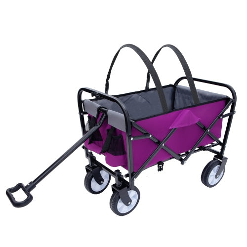 Minimeetall Strap Collapsible Foldable Wagon Cart With Strapping System, Beach Wagon , Utility Cart , Utility Wagon Grocery Cart For Camping Shopping Sports Gardeing Fishing Supports 225lbs