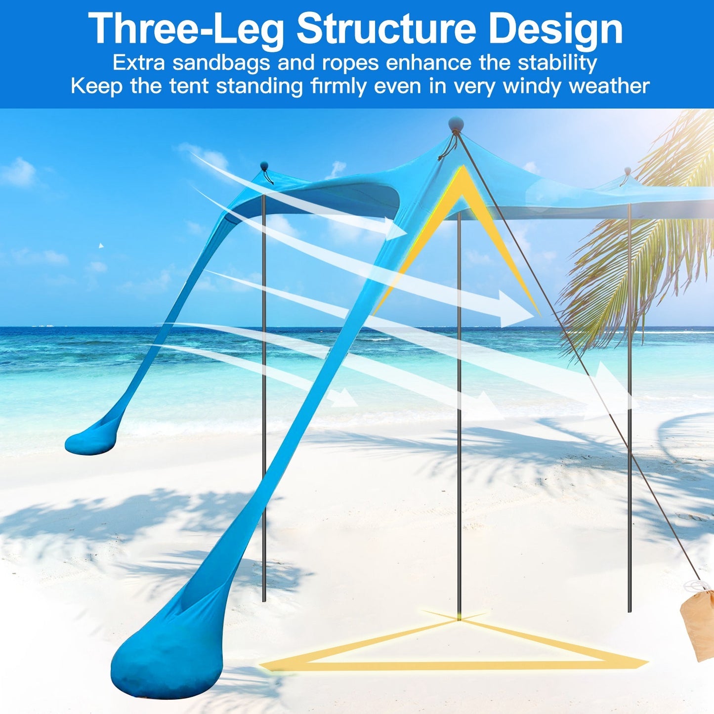 1Pc 5-8 Person Beach Tent Sun Shelter Canopy 10x10x6.6ft With Sandbag Foldable Poles Carry Bag UPF50 For Camping Trip Fishing Picnic Fedex Shipping