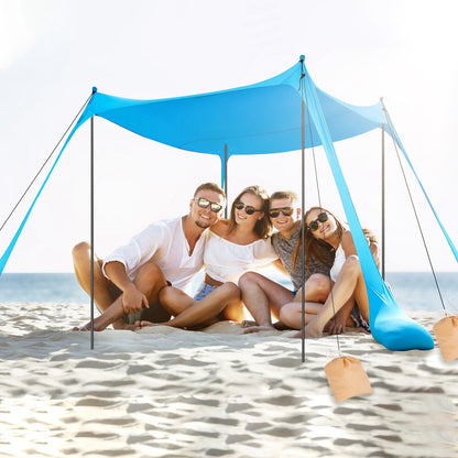 1Pc 5-8 Person Beach Tent Sun Shelter Canopy 10x10x6.6ft With Sandbag Foldable Poles Carry Bag UPF50 For Camping Trip Fishing Picnic Fedex Shipping