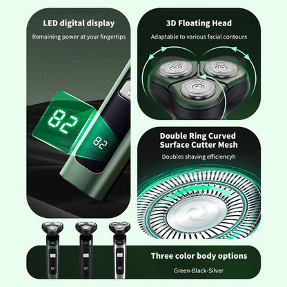 Electric Shavers for Men Portable Power Display 3D Floating Blade Full