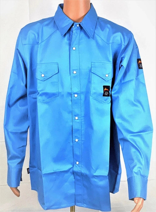 Fire Retardant Blue Men Shirt (Snaps) Clearance-Final Sales