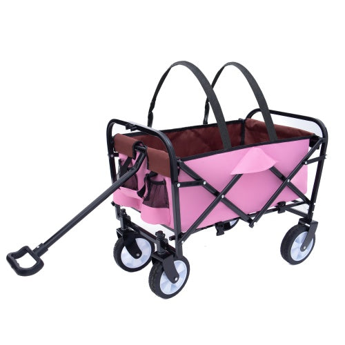 Minimeetall Strap Collapsible Foldable Wagon Cart With Strapping System, Beach Wagon , Utility Cart , Utility Wagon Grocery Cart For Camping Shopping Sports Gardeing Fishing Supports 225lbs