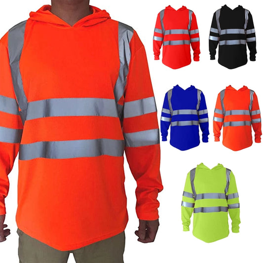 Long-Sleeve Safety Construction Work Reflective Hoodie